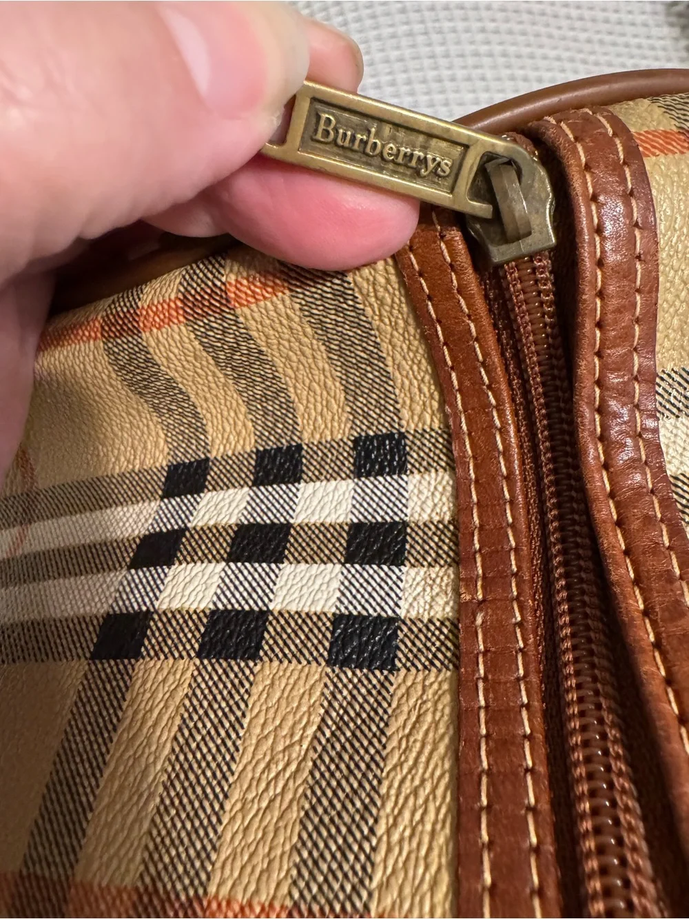 Burberry’s VintagePlaid Travel Duffel Bag with Leather Trim COA Included